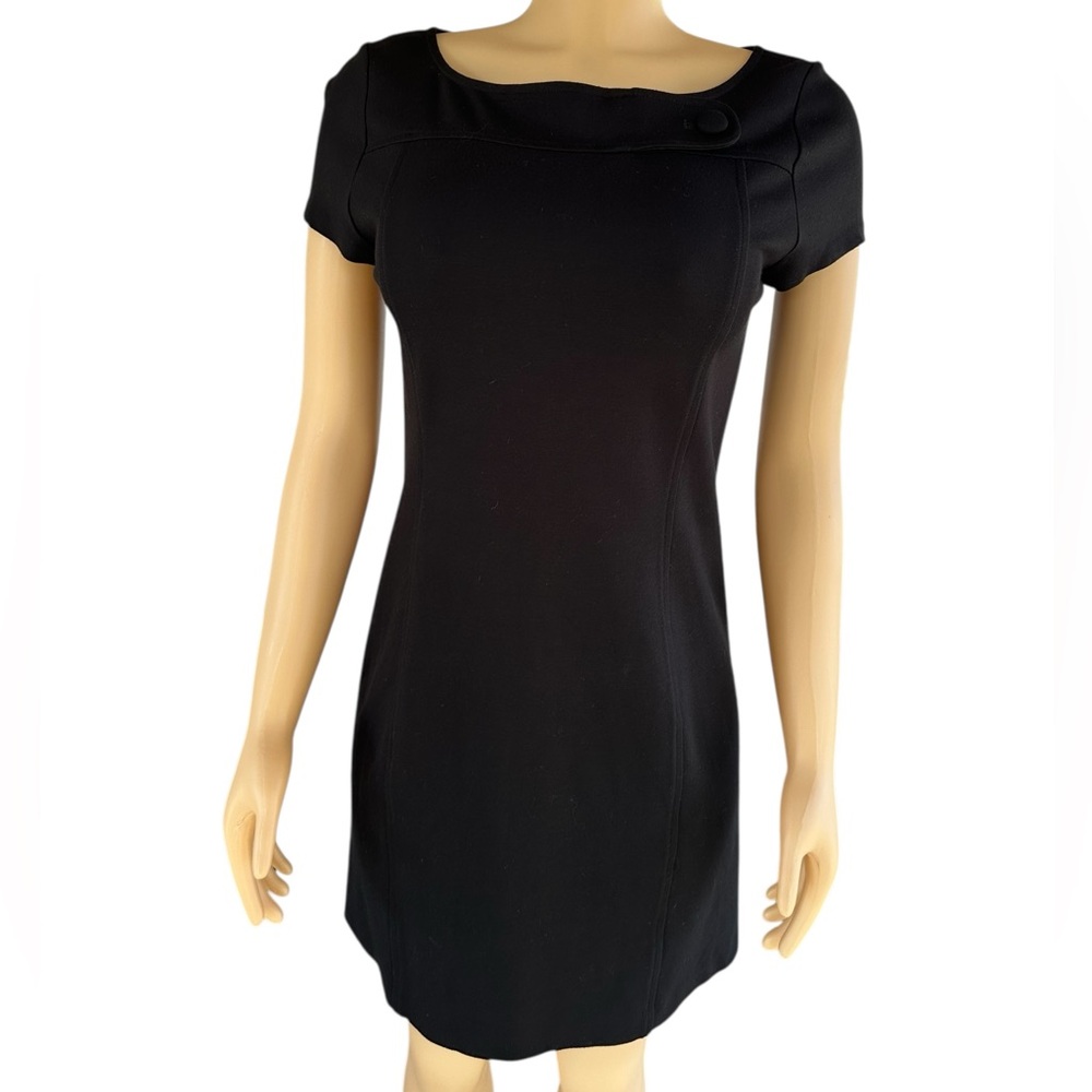 Talbots Classic Black Button Embellished Sheath Dress